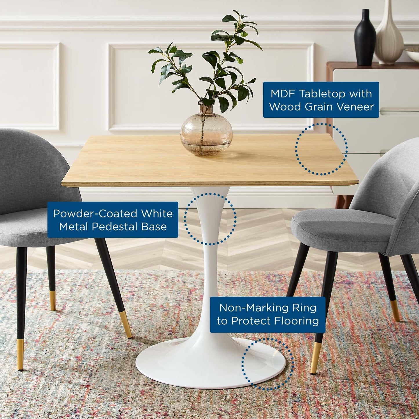 Modway Lippa 36" Square Dining Table FredCo