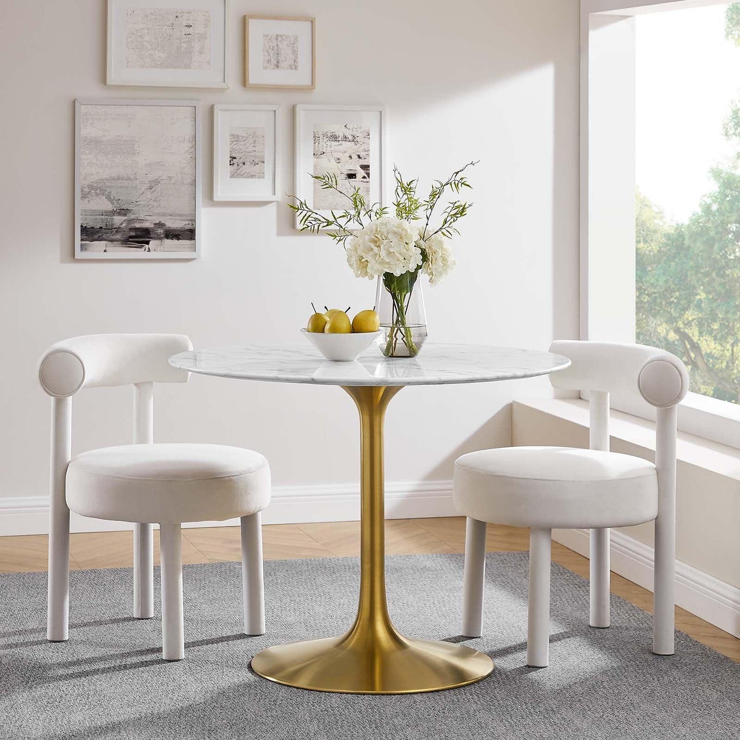 Modway Lippa 40" Round Artificial Marble Dining Table, EEI-3231 FredCo