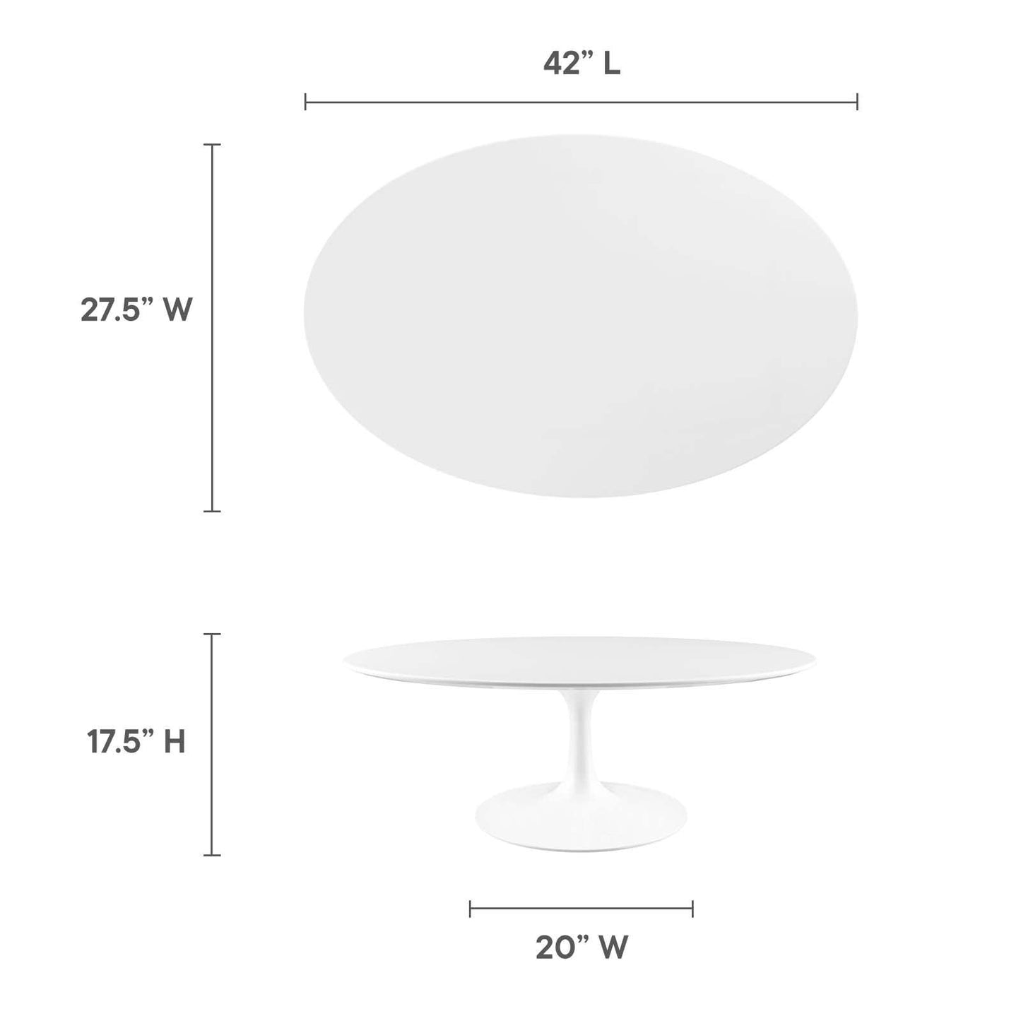Modway Lippa 42" Oval Wood Top Coffee Table FredCo