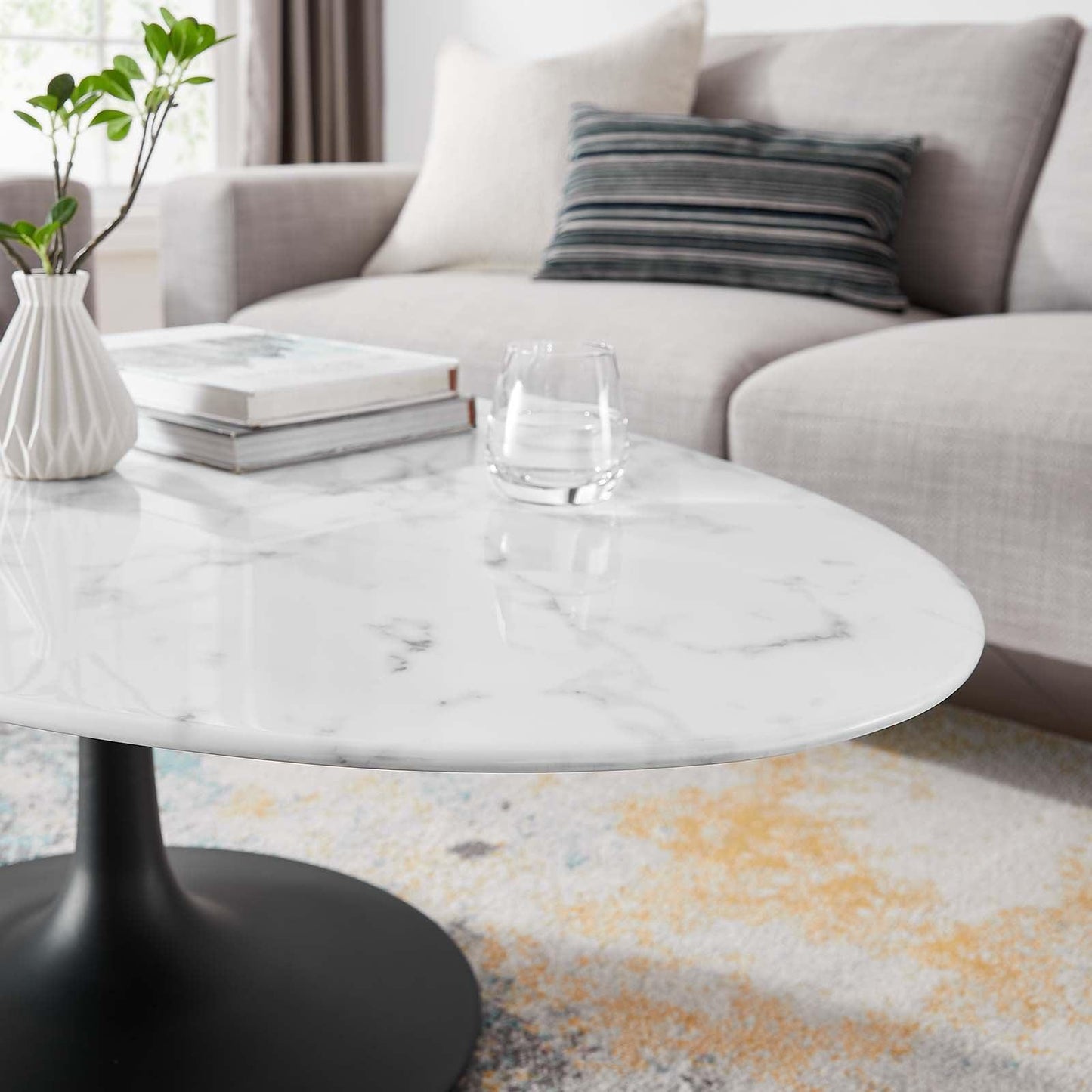 Modway Lippa 48" Oval Artificial Marble Coffee Table, EEI-3537 FredCo