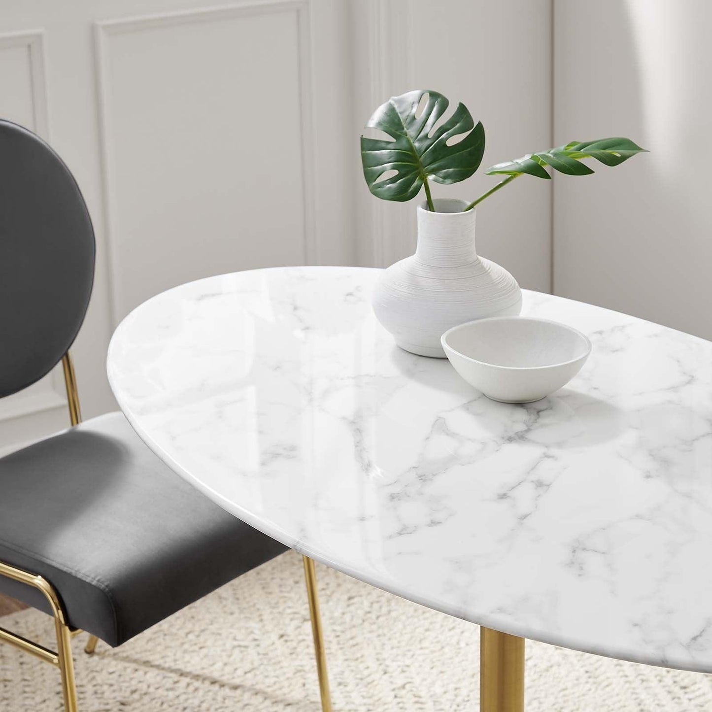 Modway Lippa 48" Oval Artificial Marble Dining Table, EEI-3216 FredCo