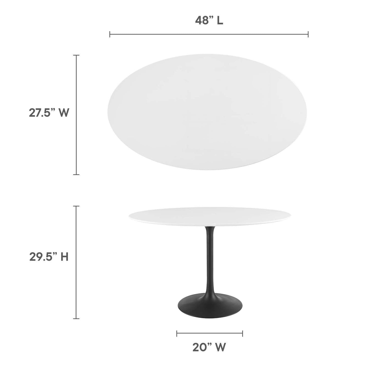 Modway Lippa 48" Oval Dining Table, EEI-3517 FredCo