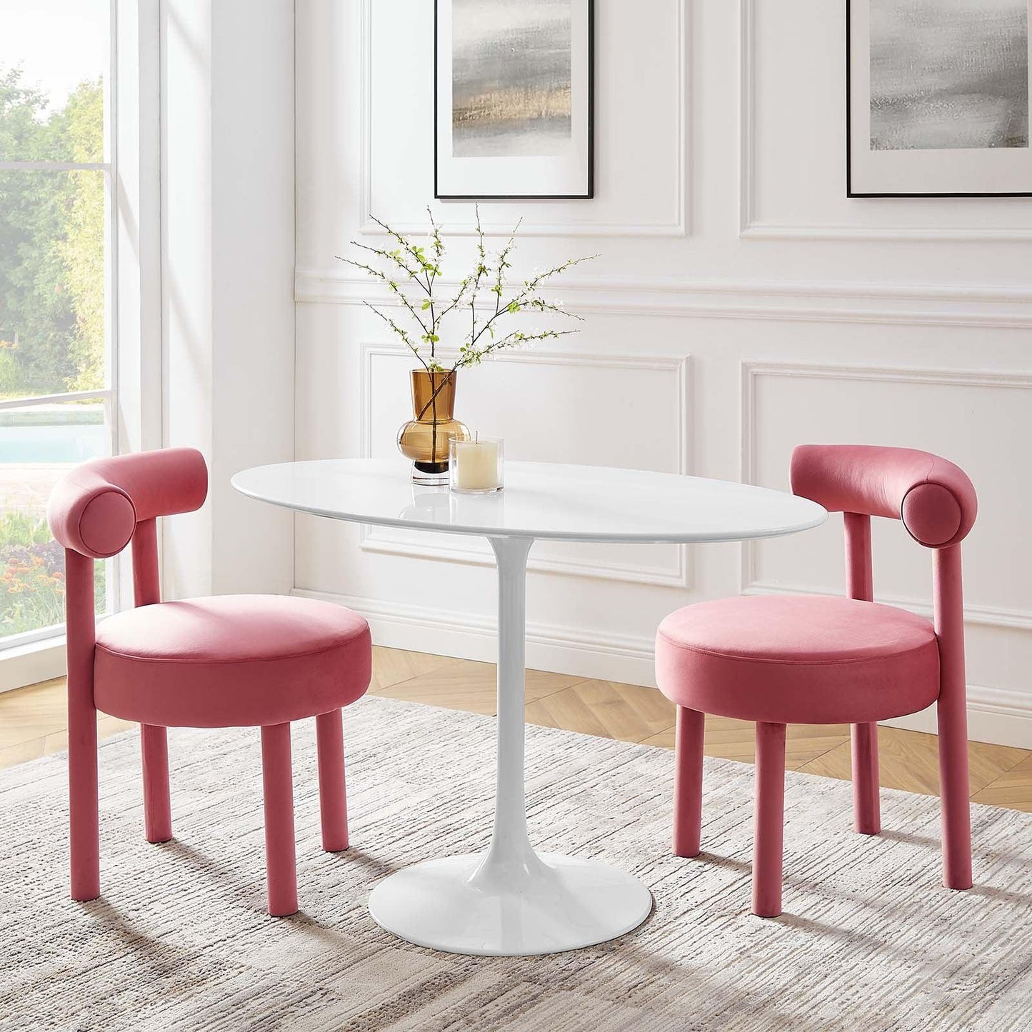 Modway Lippa 48" Oval Wood Top Dining Table FredCo