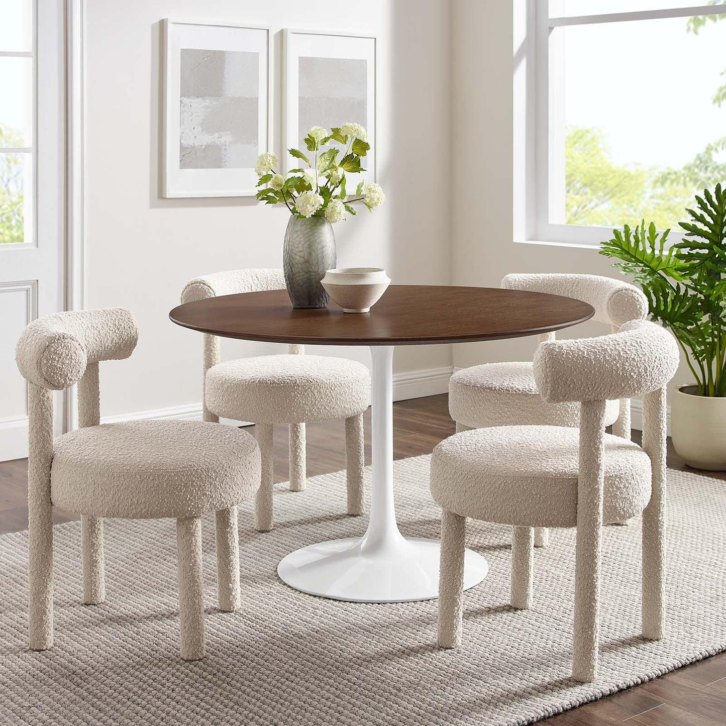Modway Lippa 48" Round Walnut Dining Table FredCo