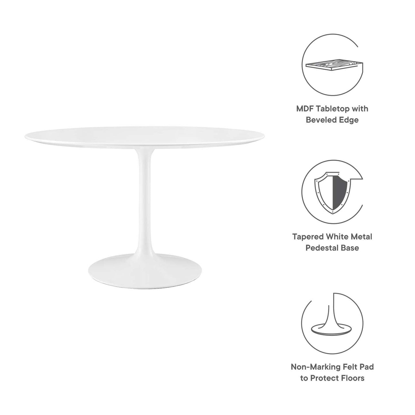 Modway Lippa 48" Round Wood Top Dining Table FredCo