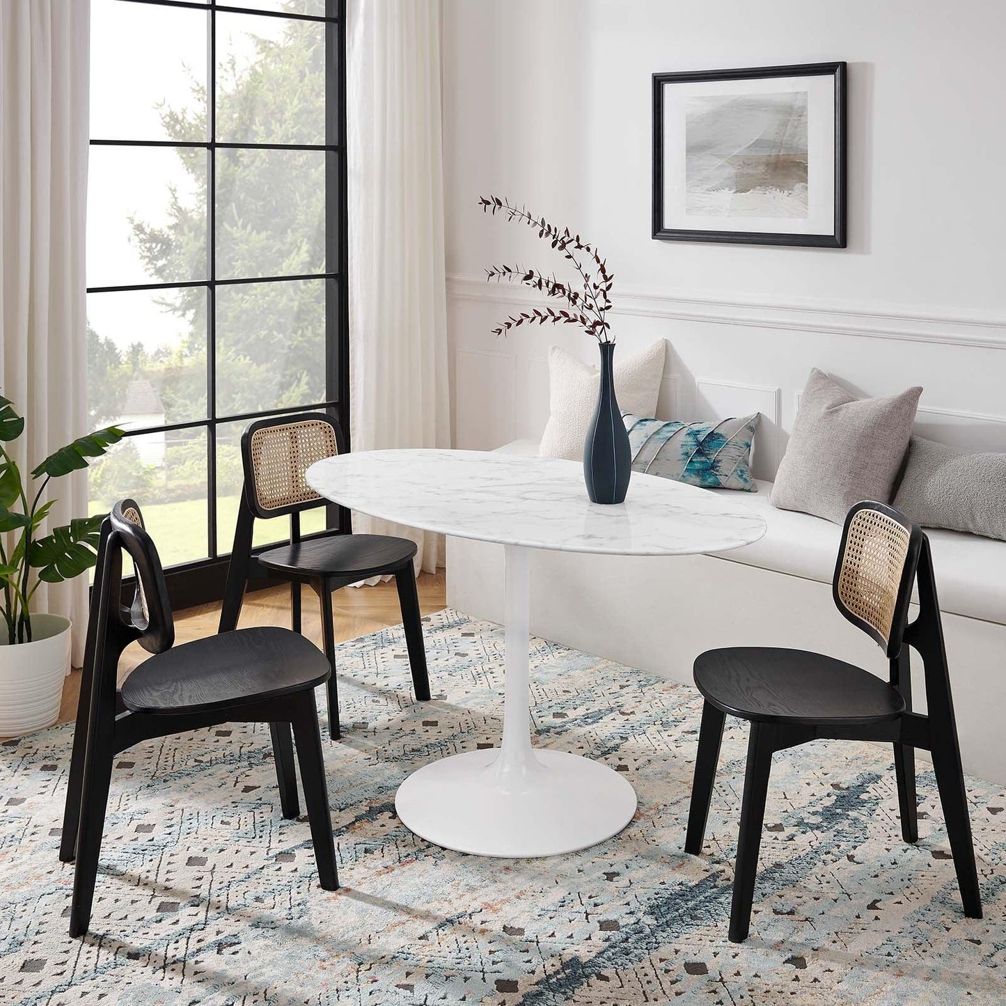 Modway Lippa 54" Oval Artificial Marble Dining Table FredCo