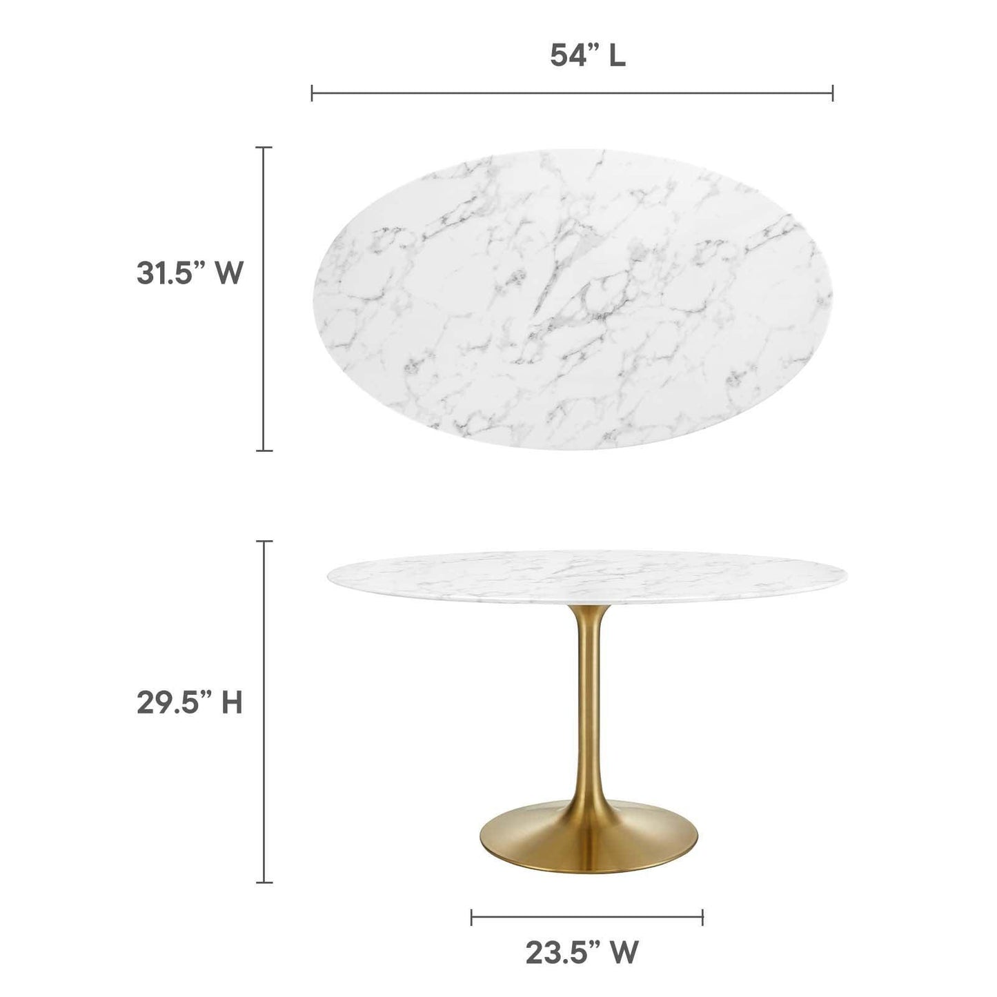 Modway Lippa 54" Oval Artificial Marble Dining Table, EEI-3235 FredCo