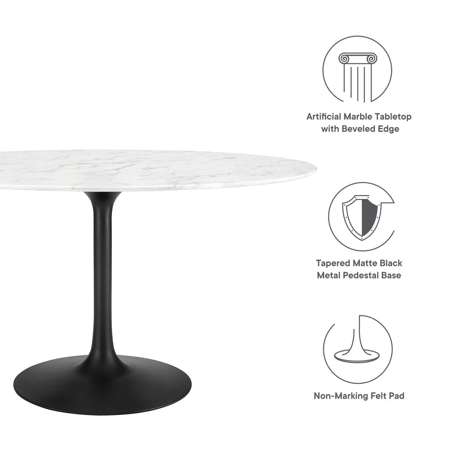 Modway Lippa 54" Oval Artificial Marble Dining Table, EEI-3530 FredCo