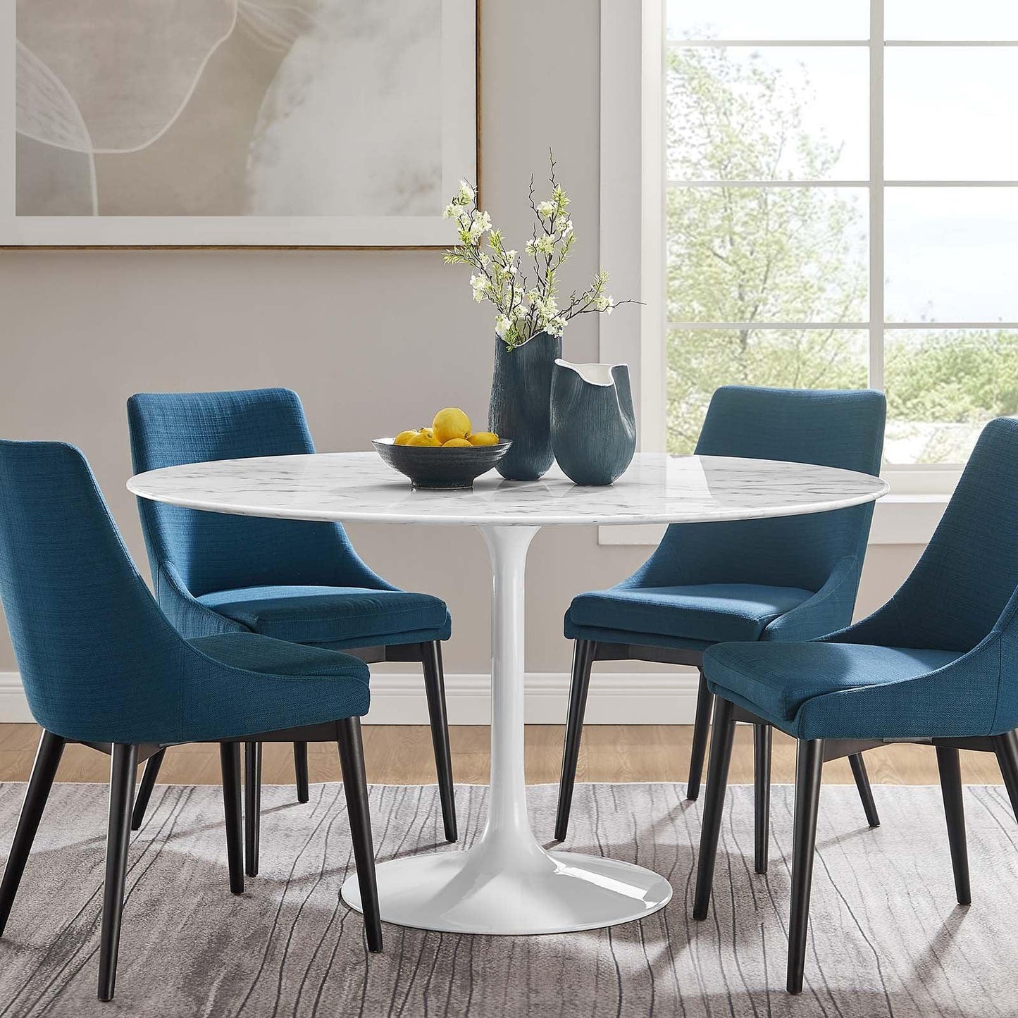 Modway Lippa 54" Round Artificial Marble Dining Table FredCo