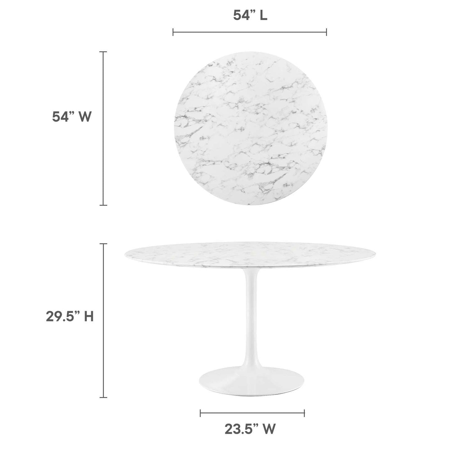 Modway Lippa 54" Round Artificial Marble Dining Table FredCo