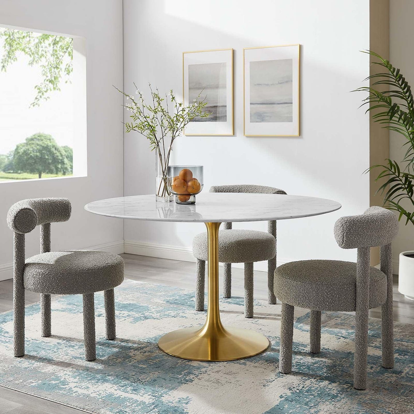 Modway Lippa 54" Round Artificial Marble Dining Table, EEI-3233 FredCo