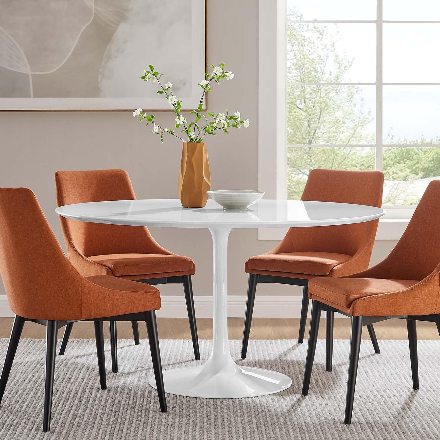 Modway Lippa 54" Round Wood Top Dining Table FredCo