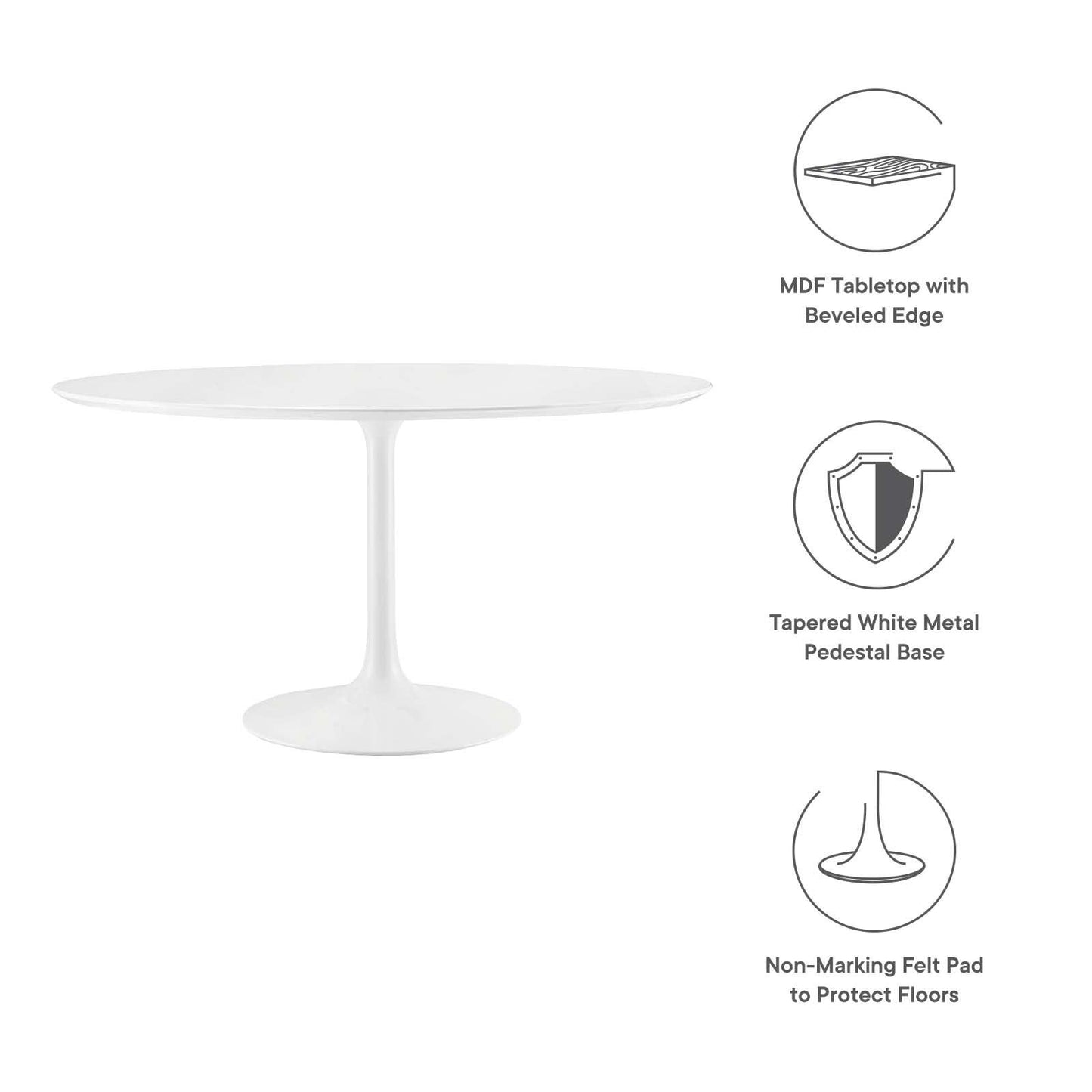 Modway Lippa 54" Round Wood Top Dining Table FredCo
