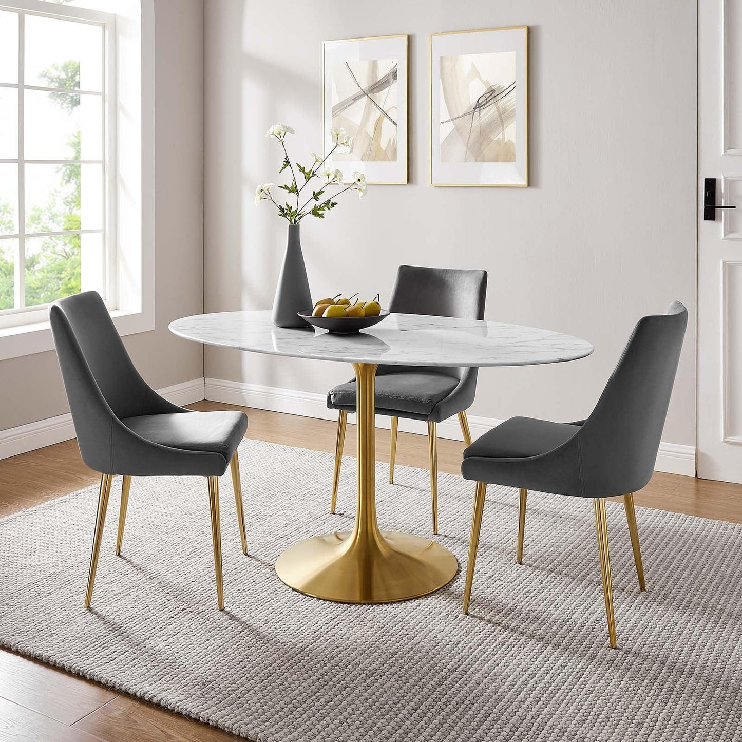 Modway Lippa 60" Oval Artificial Marble Dining Table, EEI-3236 FredCo