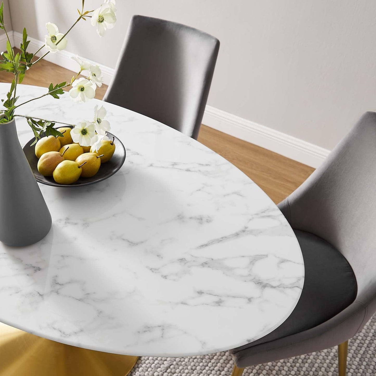 Modway Lippa 60" Oval Artificial Marble Dining Table, EEI-3236 FredCo