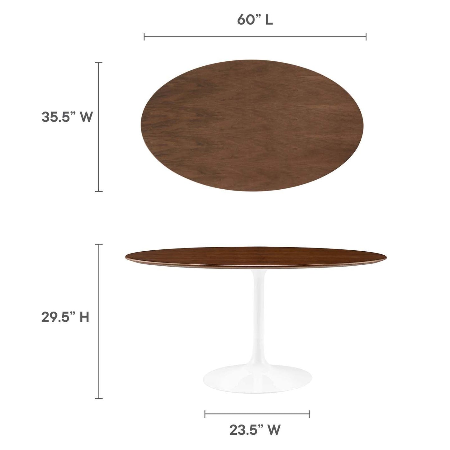 Modway Lippa 60" Oval Walnut Dining Table FredCo