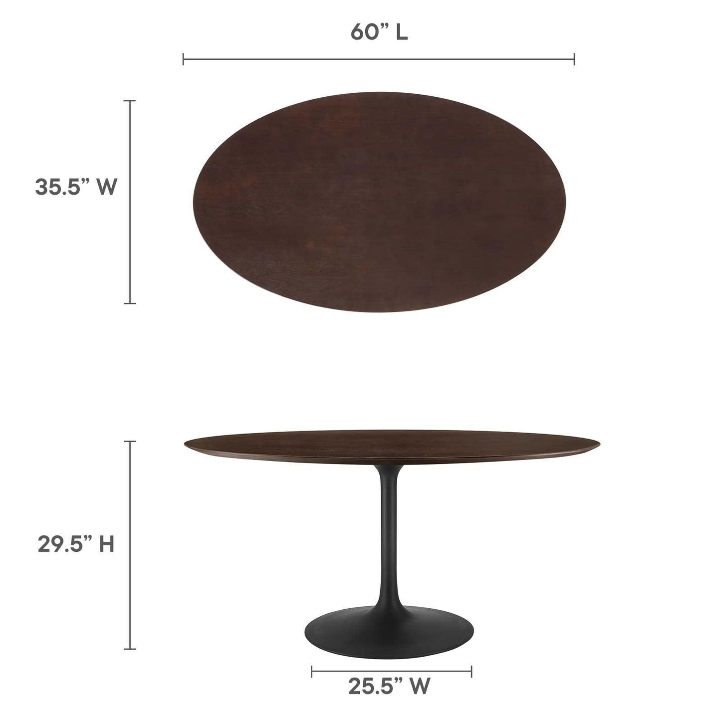 Modway Lippa 60" Oval Wood Grain Dining Table FredCo