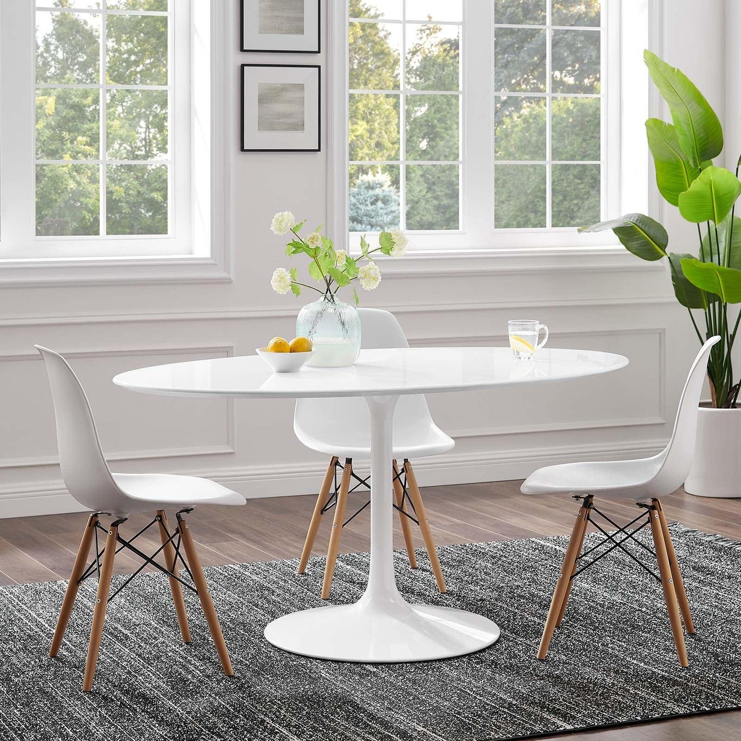 Modway Lippa 60" Oval Wood Top Dining Table FredCo