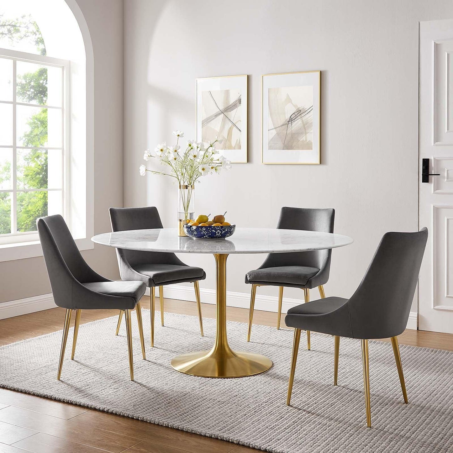 Modway Lippa 60" Round Artificial Marble Dining Table, EEI-3234 FredCo