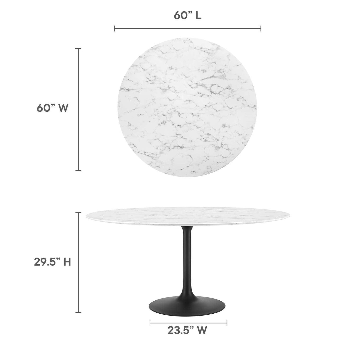 Modway Lippa 60" Round Artificial Marble Dining Table, EEI-3529 FredCo