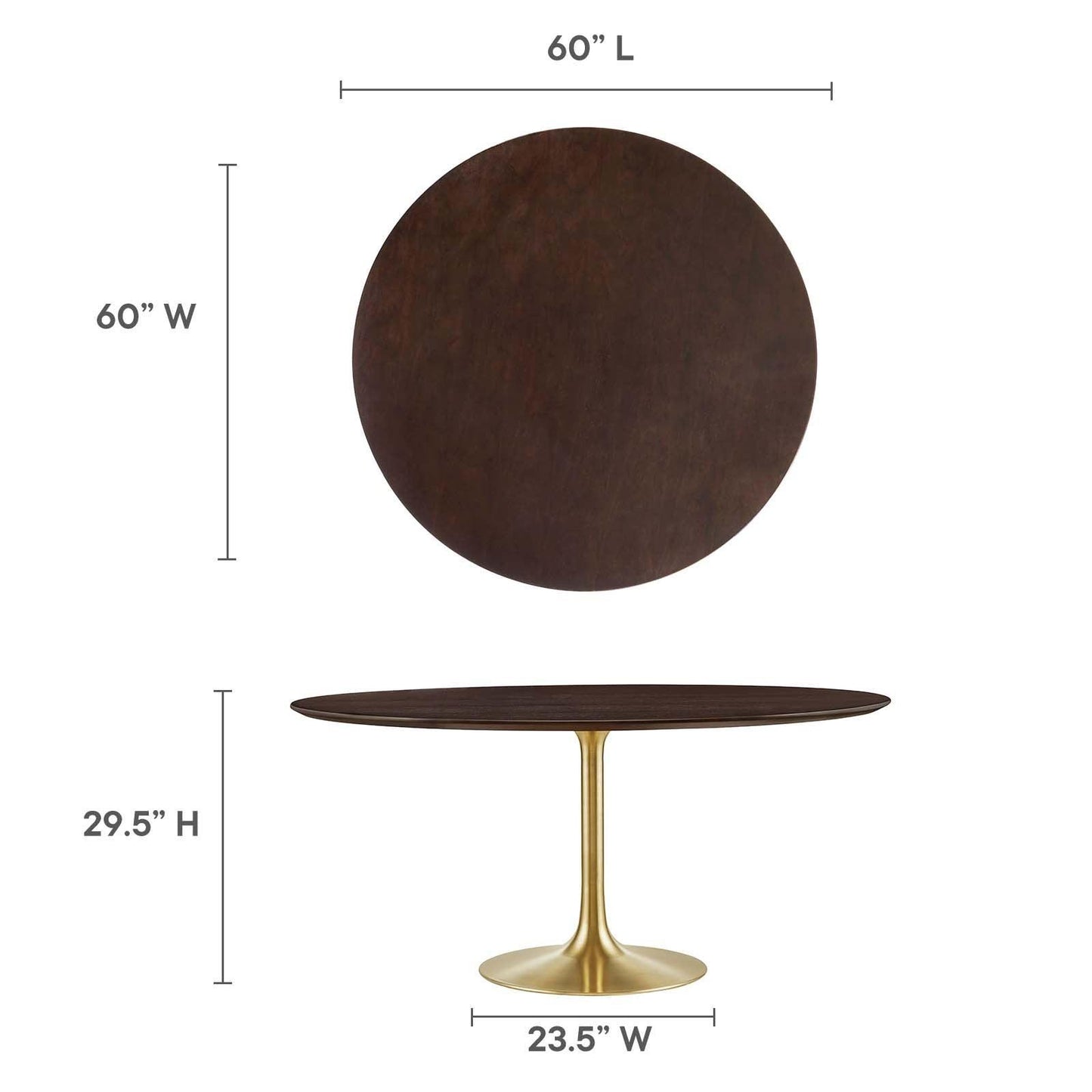 Modway Lippa 60" Round Walnut Dining Table FredCo