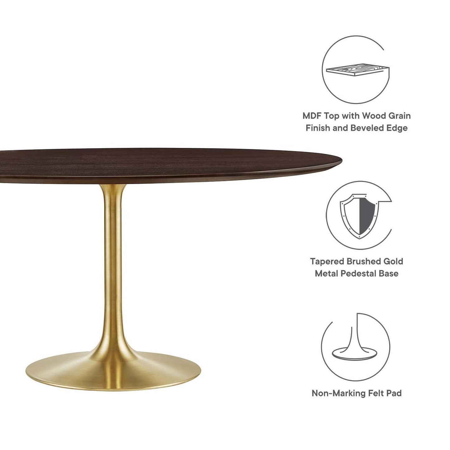 Modway Lippa 60" Round Walnut Dining Table FredCo