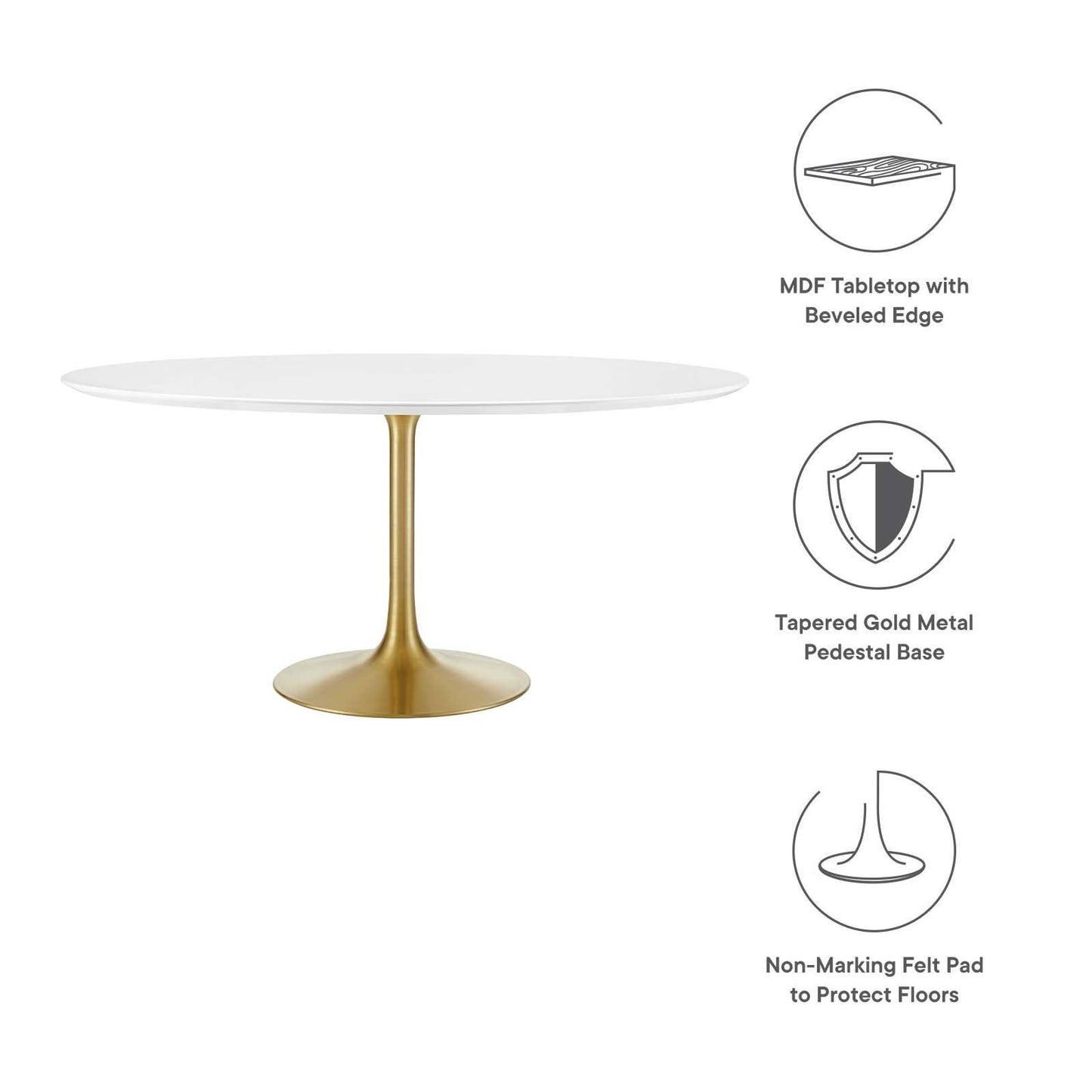 Modway Lippa 60" Round Wood Dining Table FredCo
