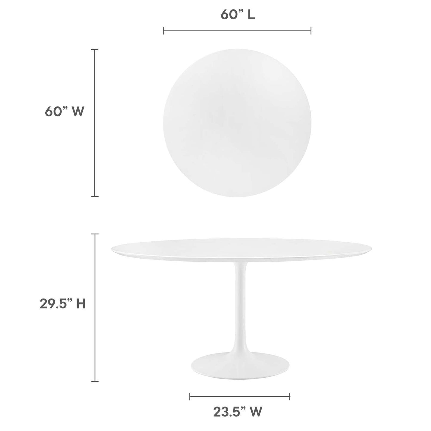 Modway Lippa 60" Round Wood Top Dining Table FredCo