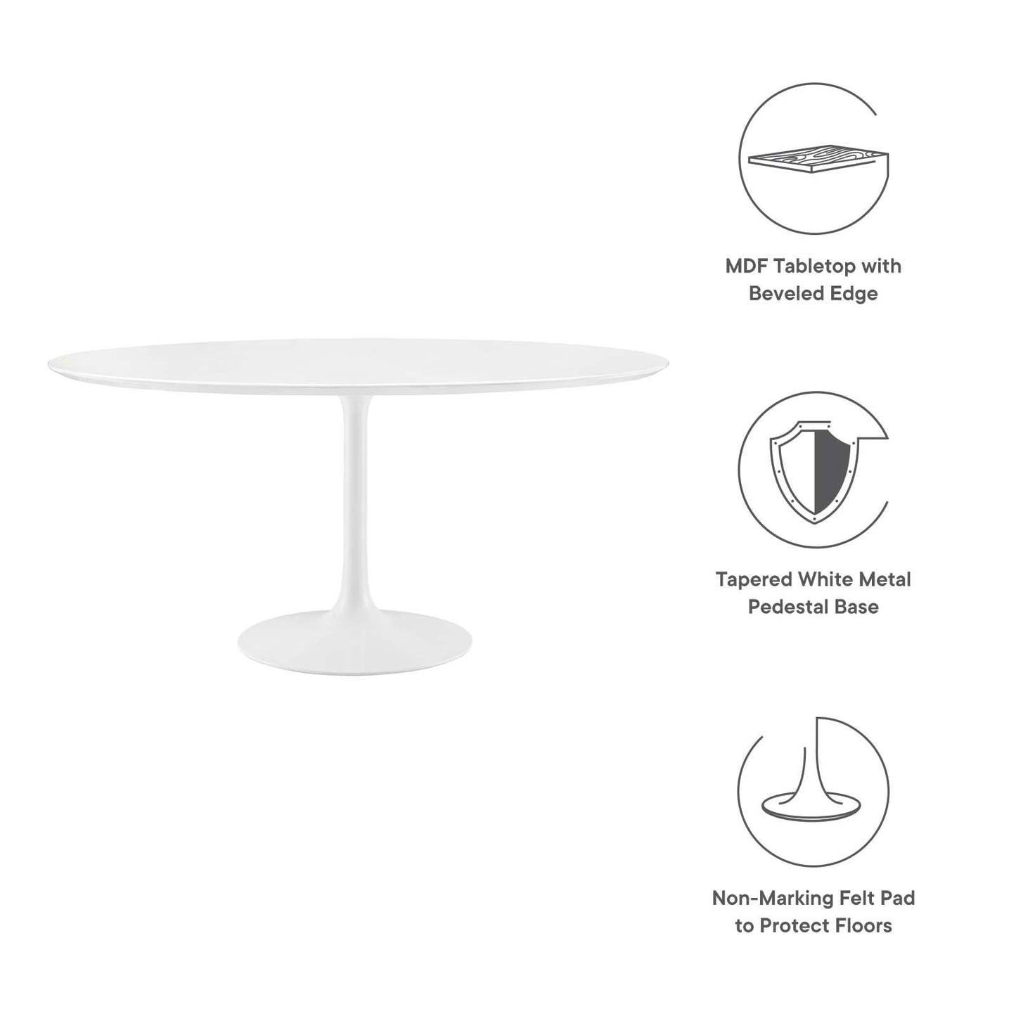 Modway Lippa 60" Round Wood Top Dining Table FredCo