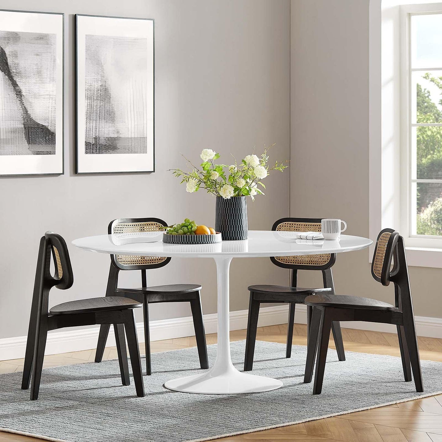 Modway Lippa 60" Round Wood Top Dining Table FredCo