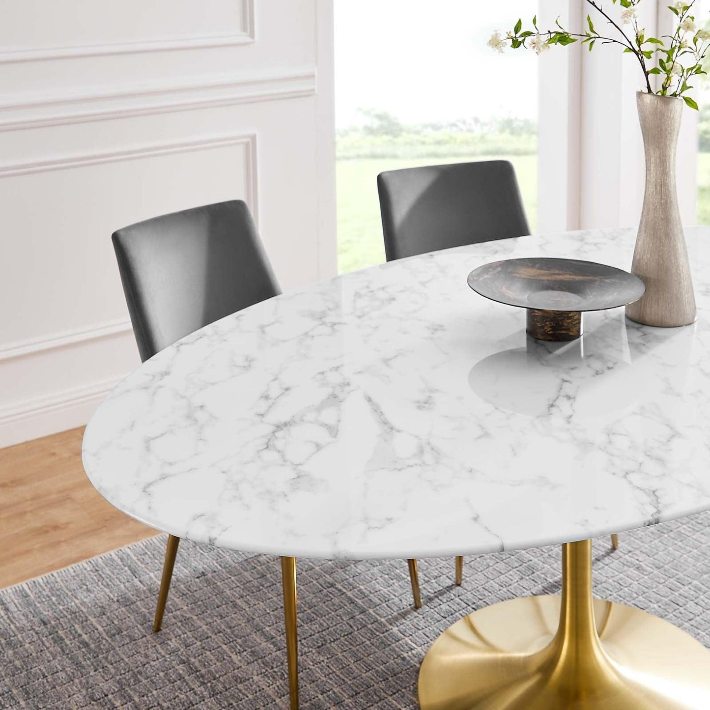 Modway Lippa 78" Oval Artificial Marble Dining Table, EEI-3257 FredCo