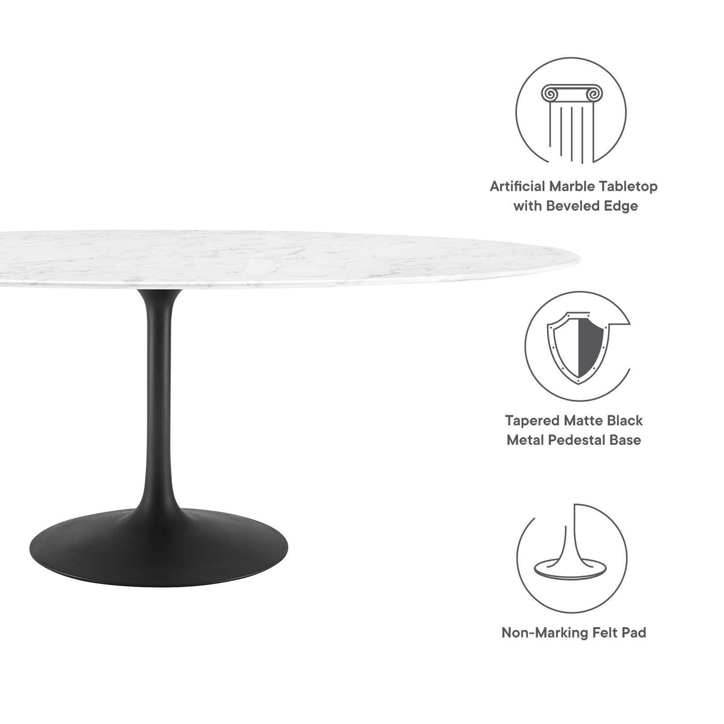 Modway Lippa 78" Oval Artificial Marble Dining Table, EEI-3542 FredCo