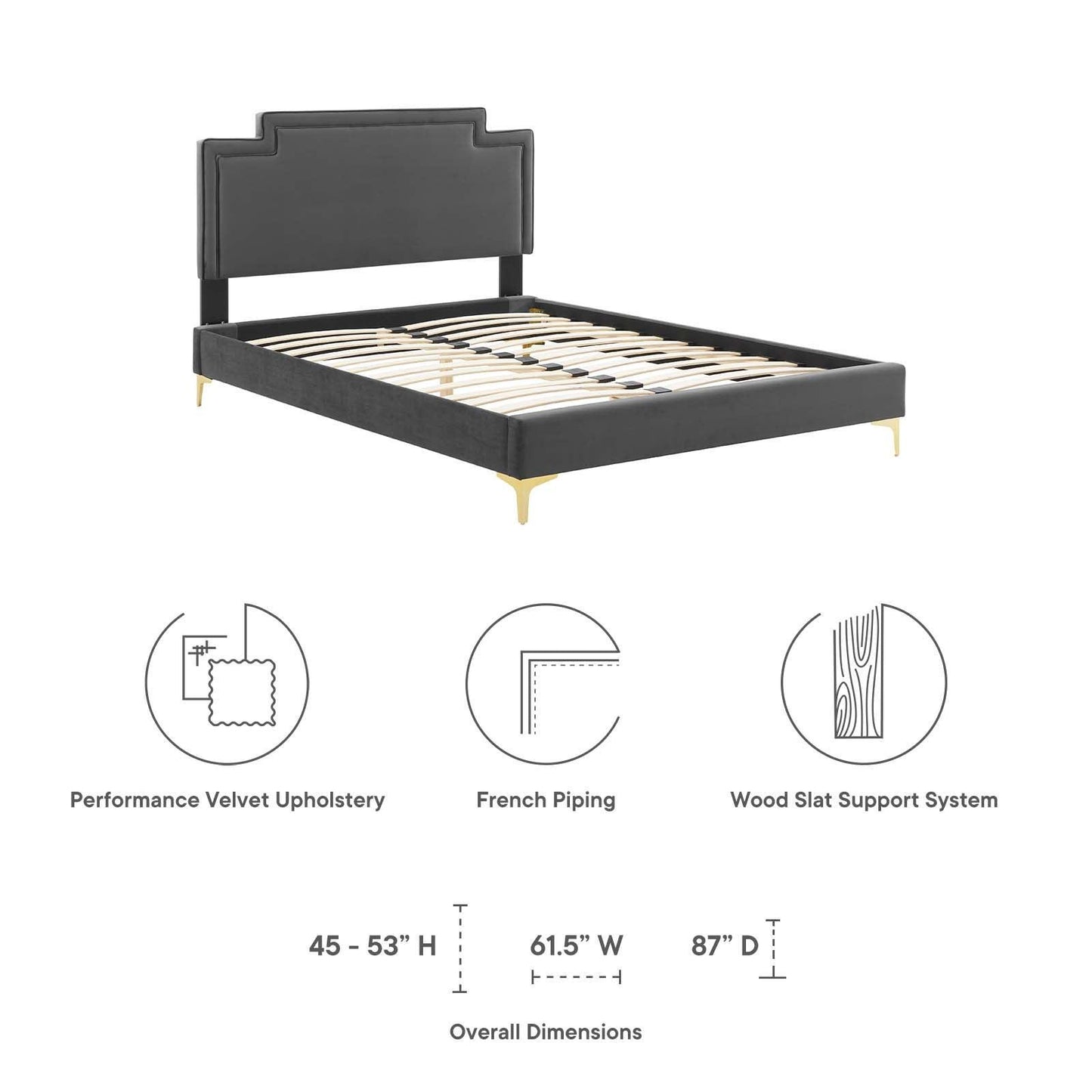 Modway Liva Performance Velvet Queen Bed FredCo