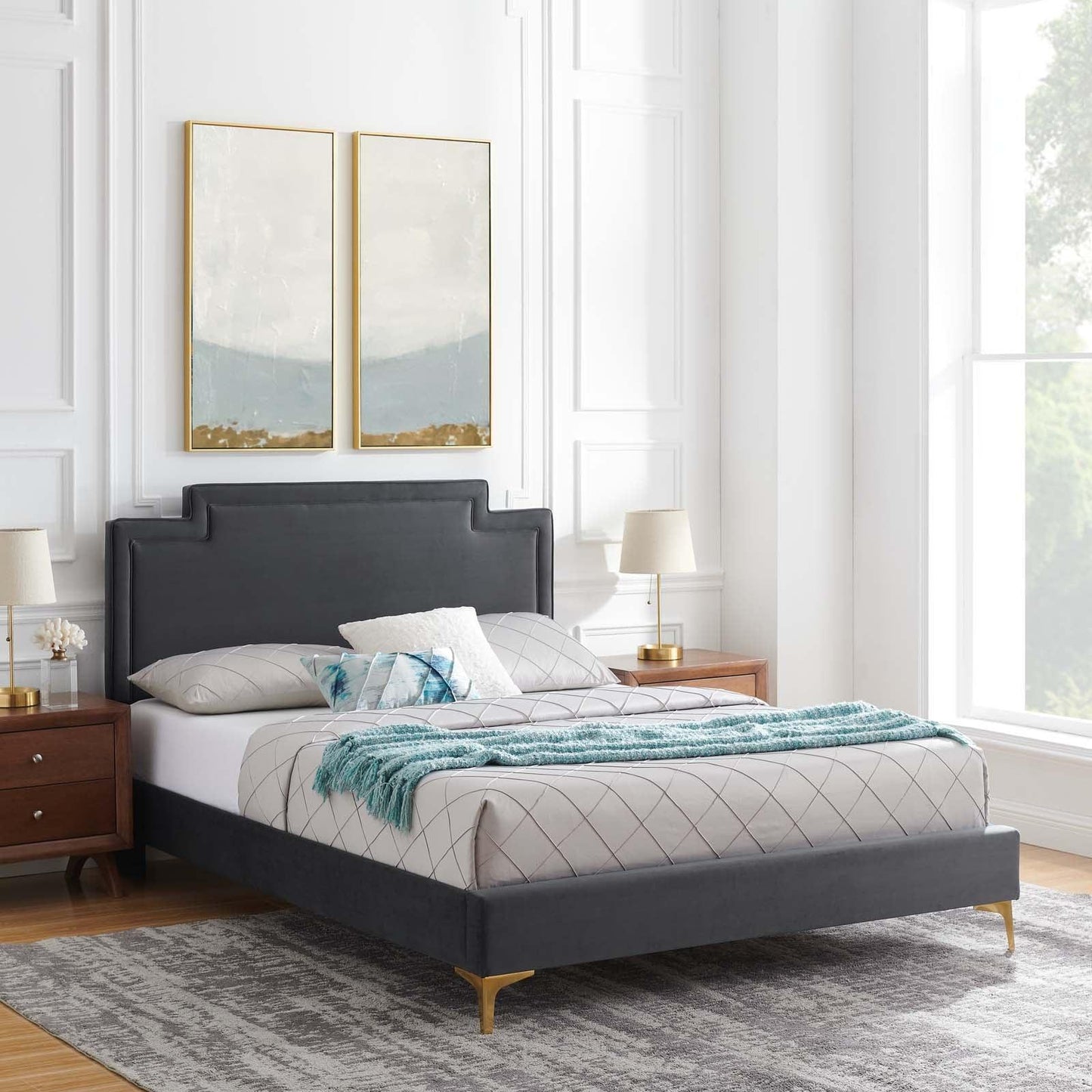 Modway Liva Performance Velvet Queen Bed FredCo