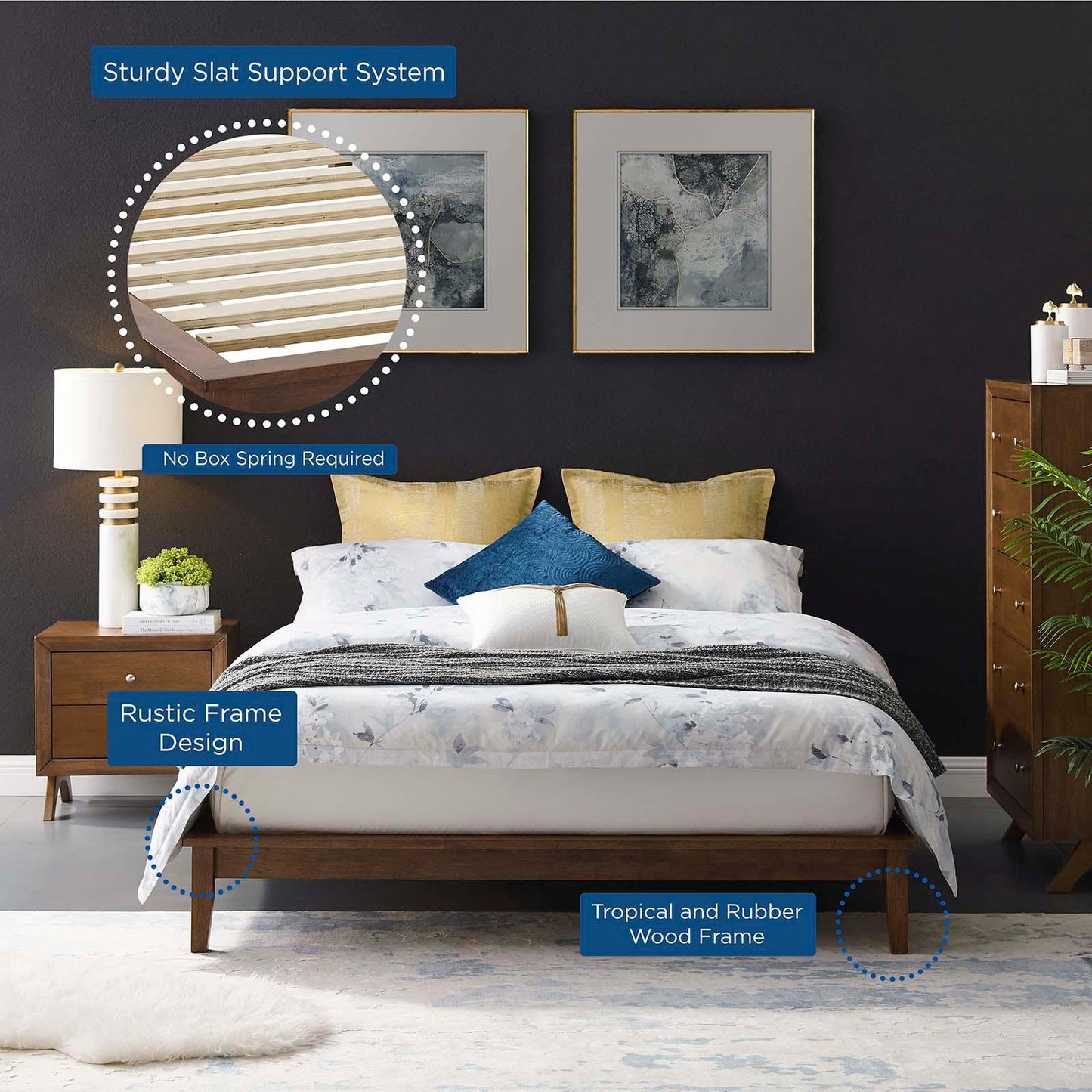 Modway Lodge Queen Wood Platform Bed Frame FredCo