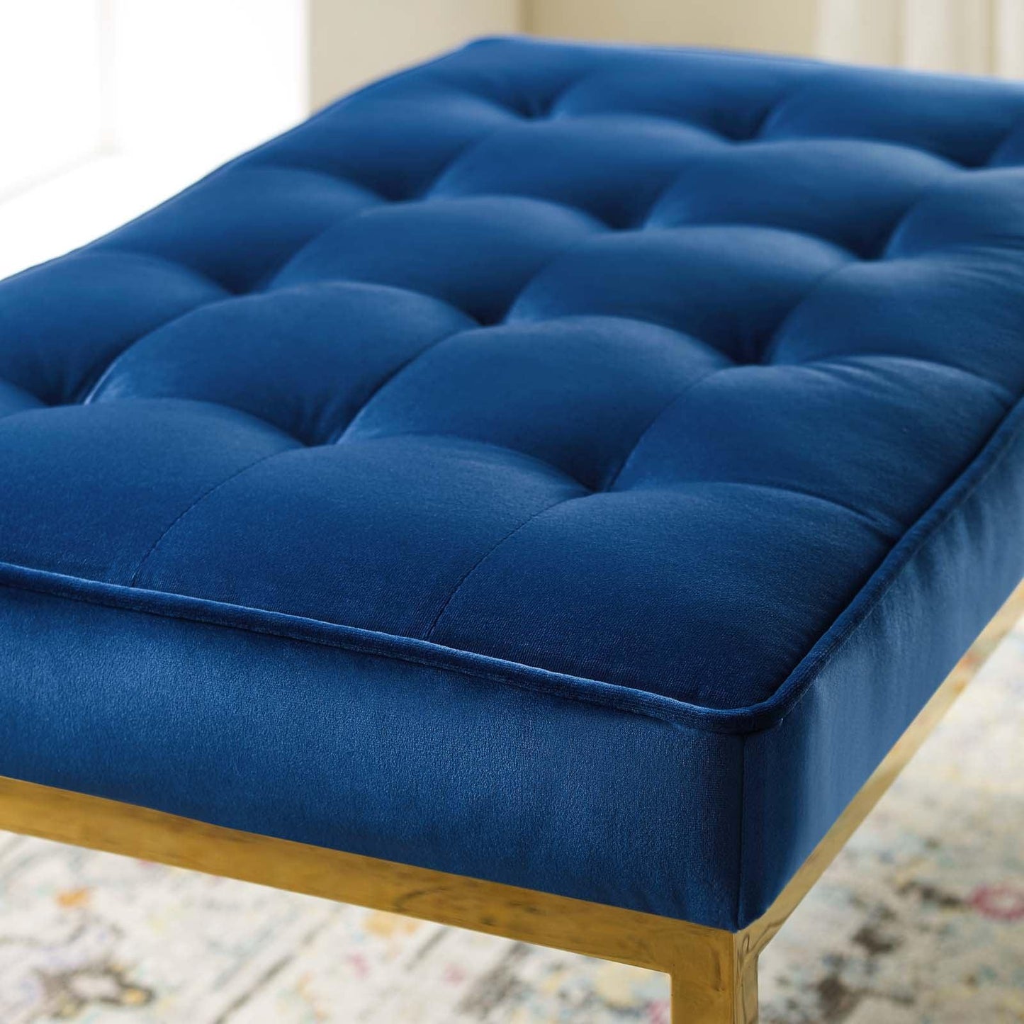 Modway Loft Gold Stainless Steel Leg Medium Performance Velvet Bench FredCo