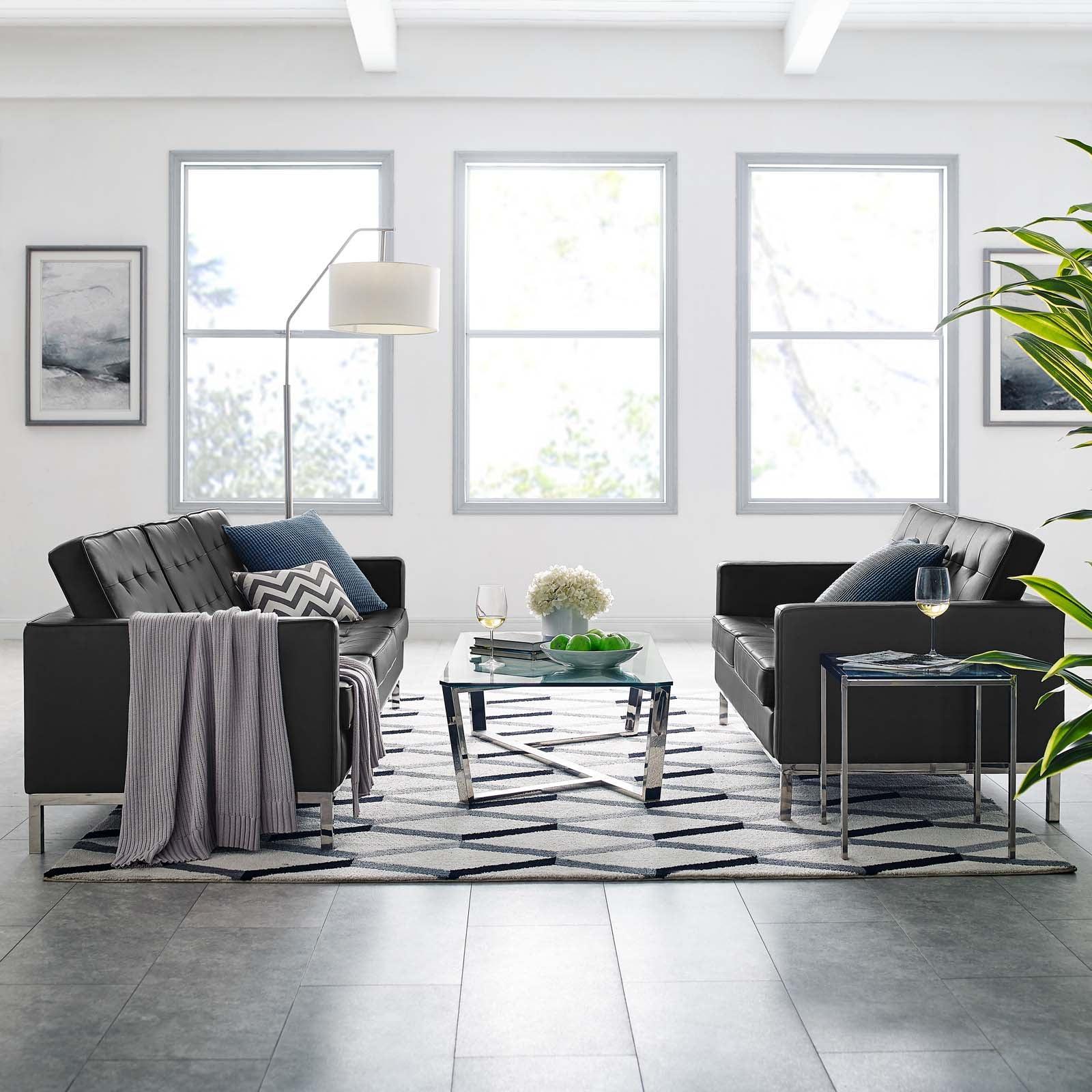 Modway Loft Tufted Vegan Leather 2-Piece Furniture Set FredCo