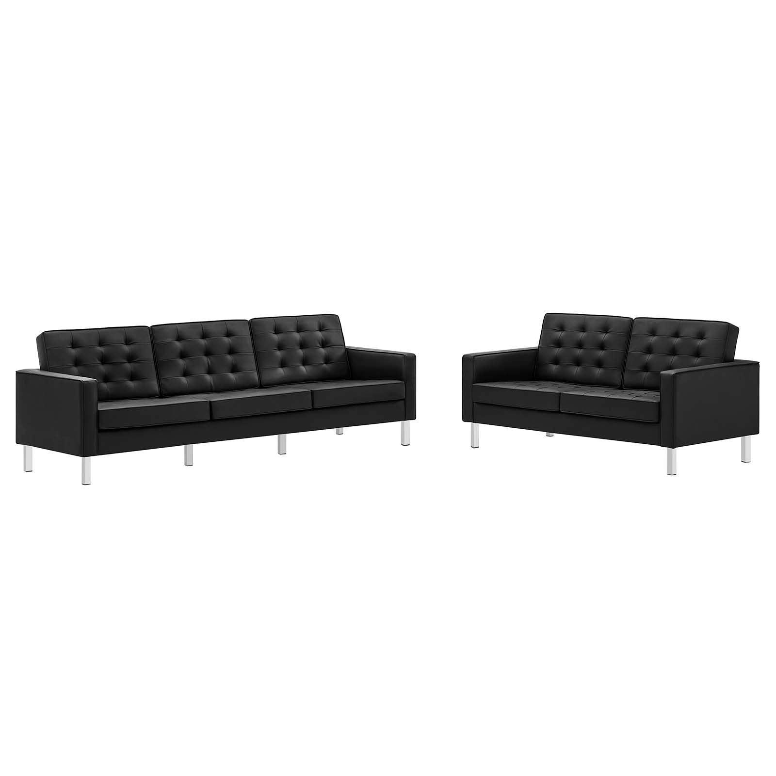 Modway Loft Tufted Vegan Leather 2-Piece Furniture Set FredCo