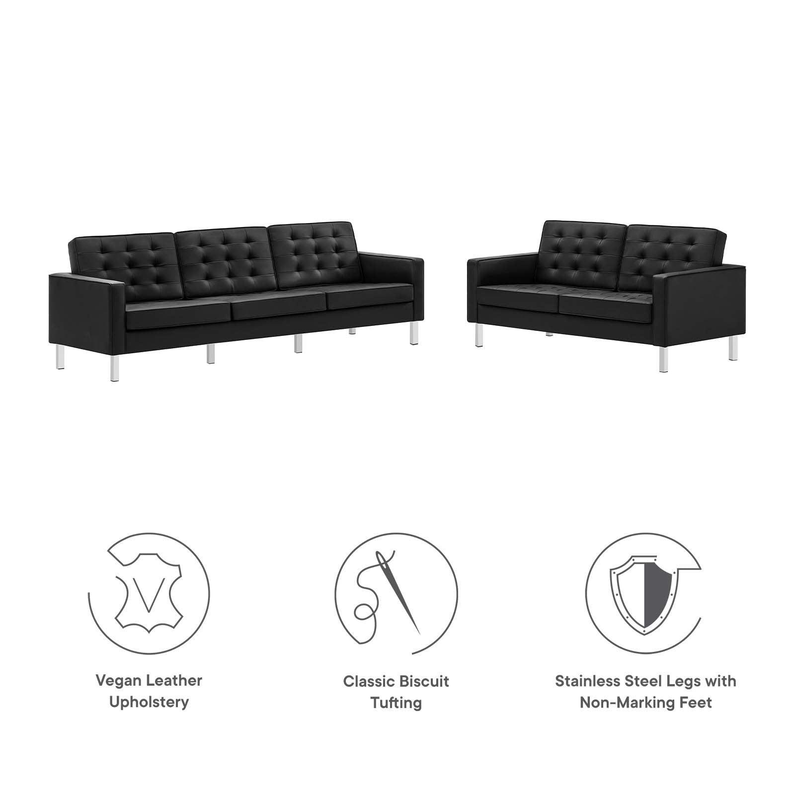 Modway Loft Tufted Vegan Leather 2-Piece Furniture Set FredCo