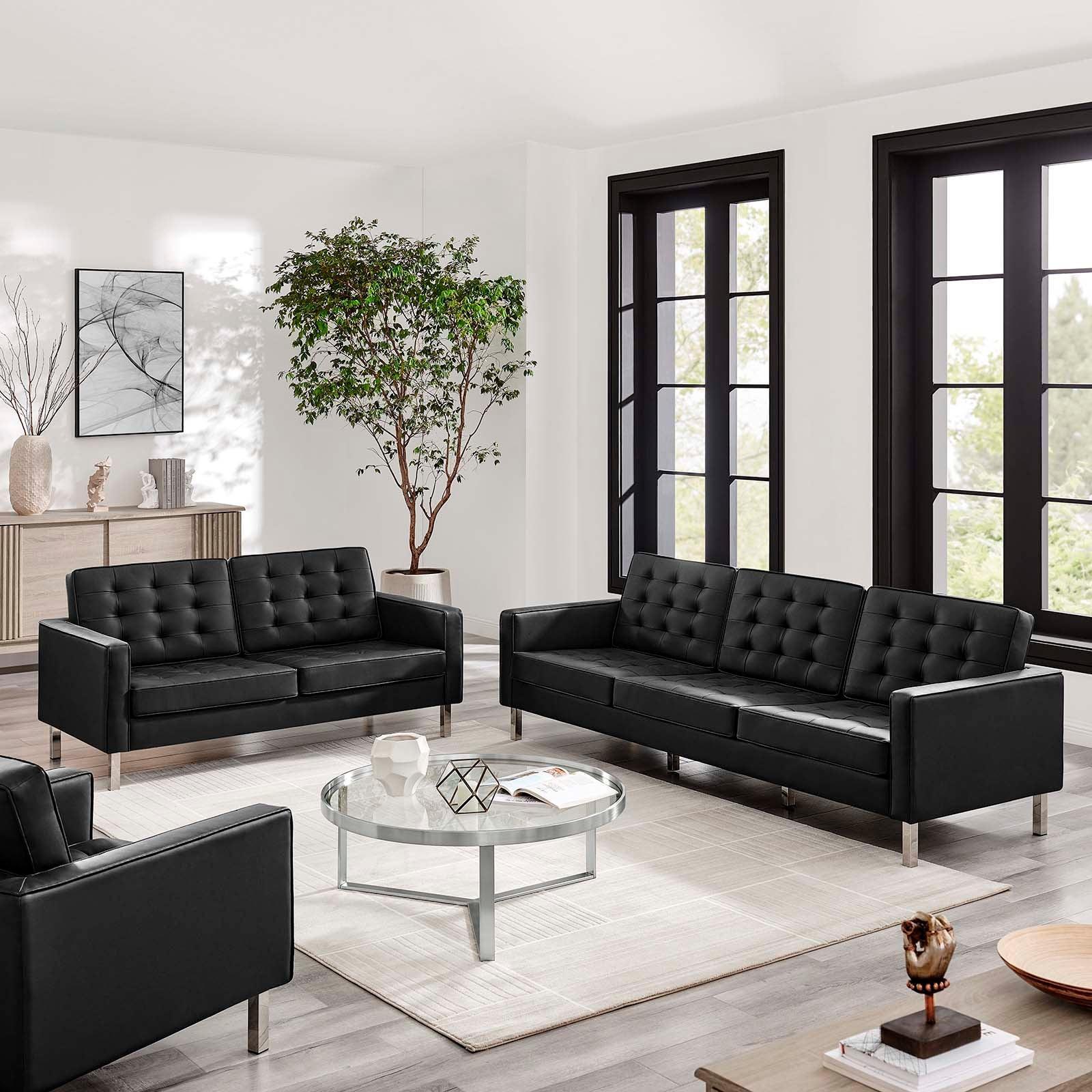 Modway Loft Tufted Vegan Leather 2-Piece Furniture Set FredCo