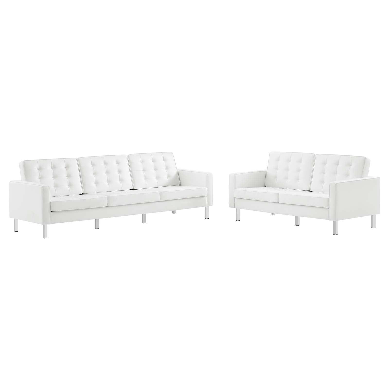 Modway Loft Tufted Vegan Leather 2-Piece Furniture Set FredCo