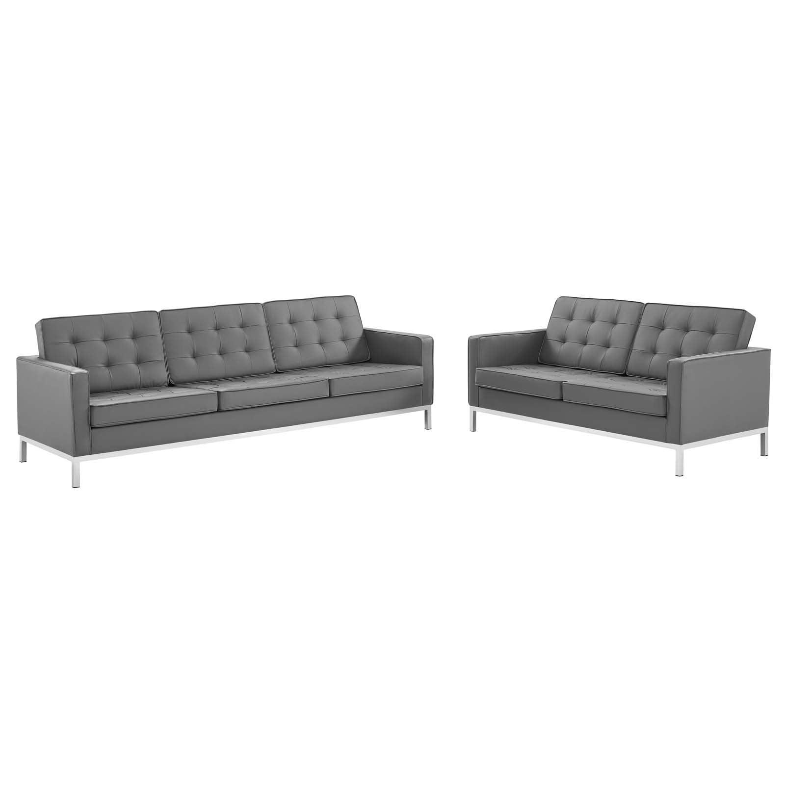 Modway Loft Tufted Vegan Leather 2-Piece Furniture Set FredCo