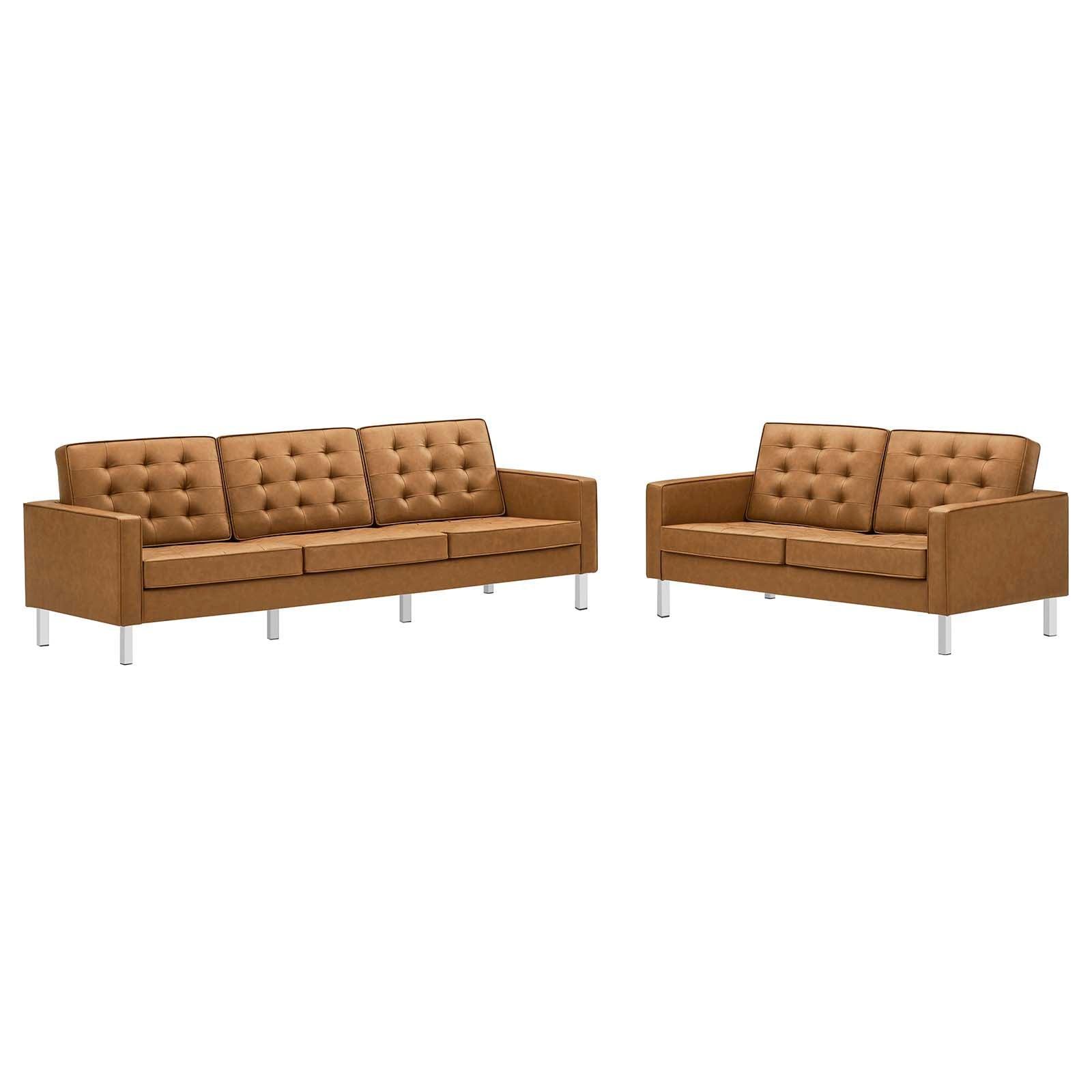 Modway Loft Tufted Vegan Leather 2-Piece Furniture Set FredCo