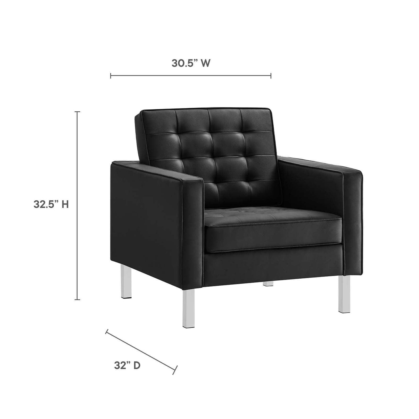 Modway Loft Tufted Vegan Leather Armchair FredCo