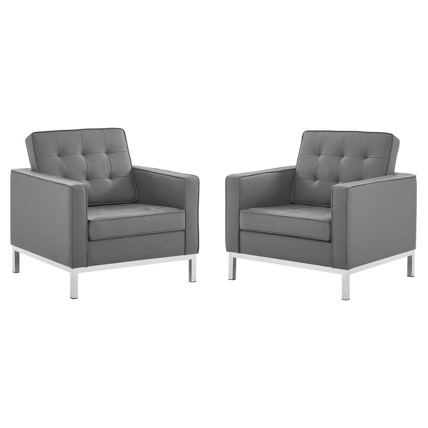 Modway Loft Tufted Vegan Leather Armchairs - Set of 2 FredCo