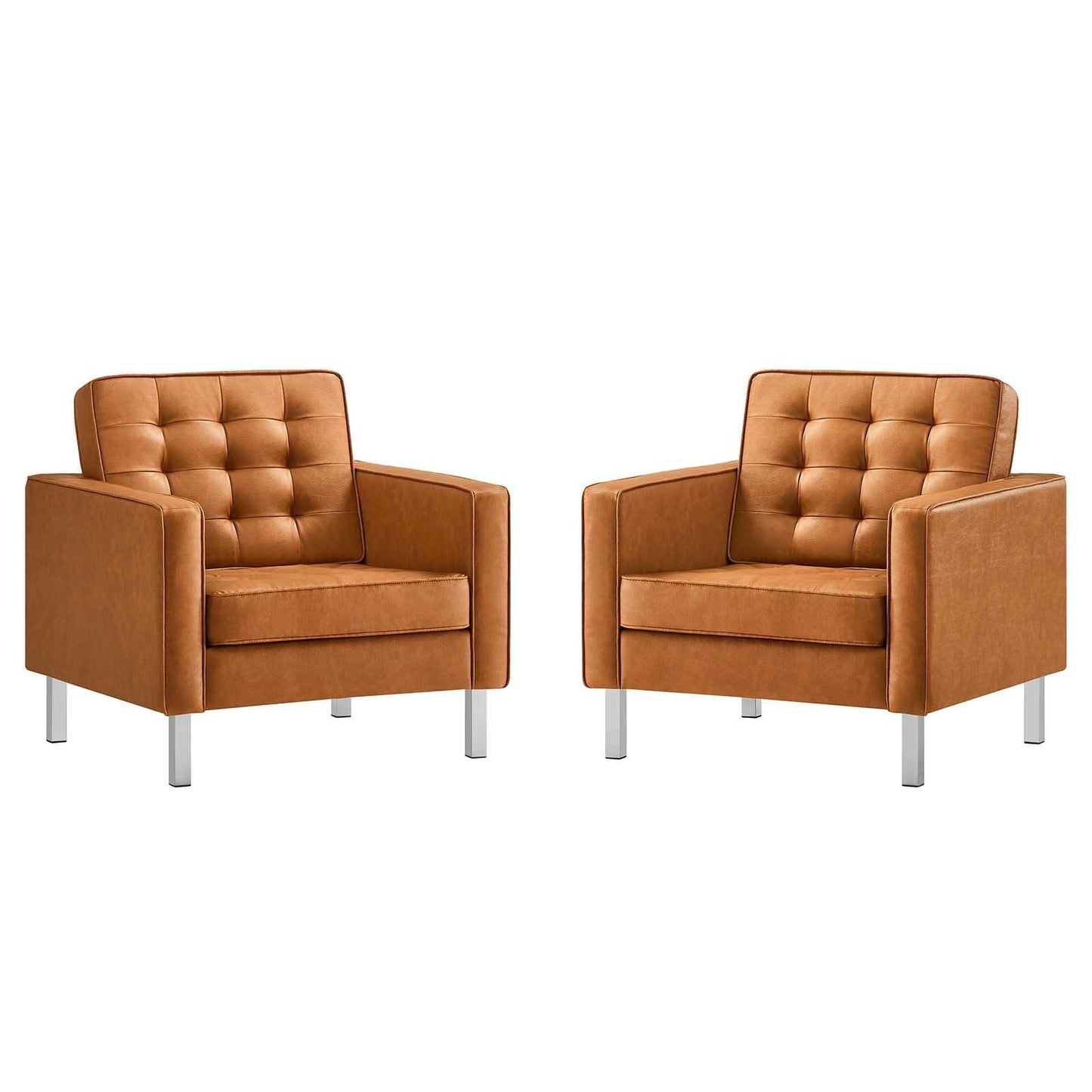 Modway Loft Tufted Vegan Leather Armchairs - Set of 2 FredCo