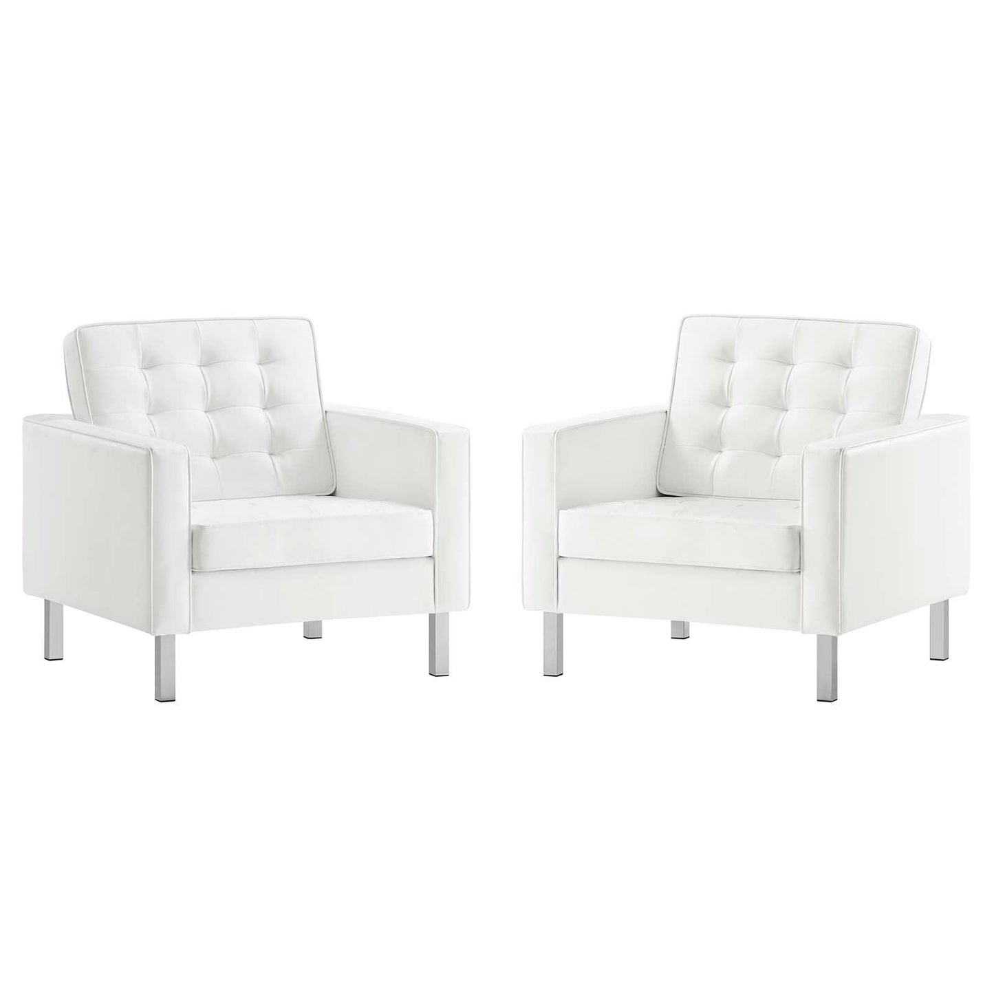 Modway Loft Tufted Vegan Leather Armchairs - Set of 2 FredCo