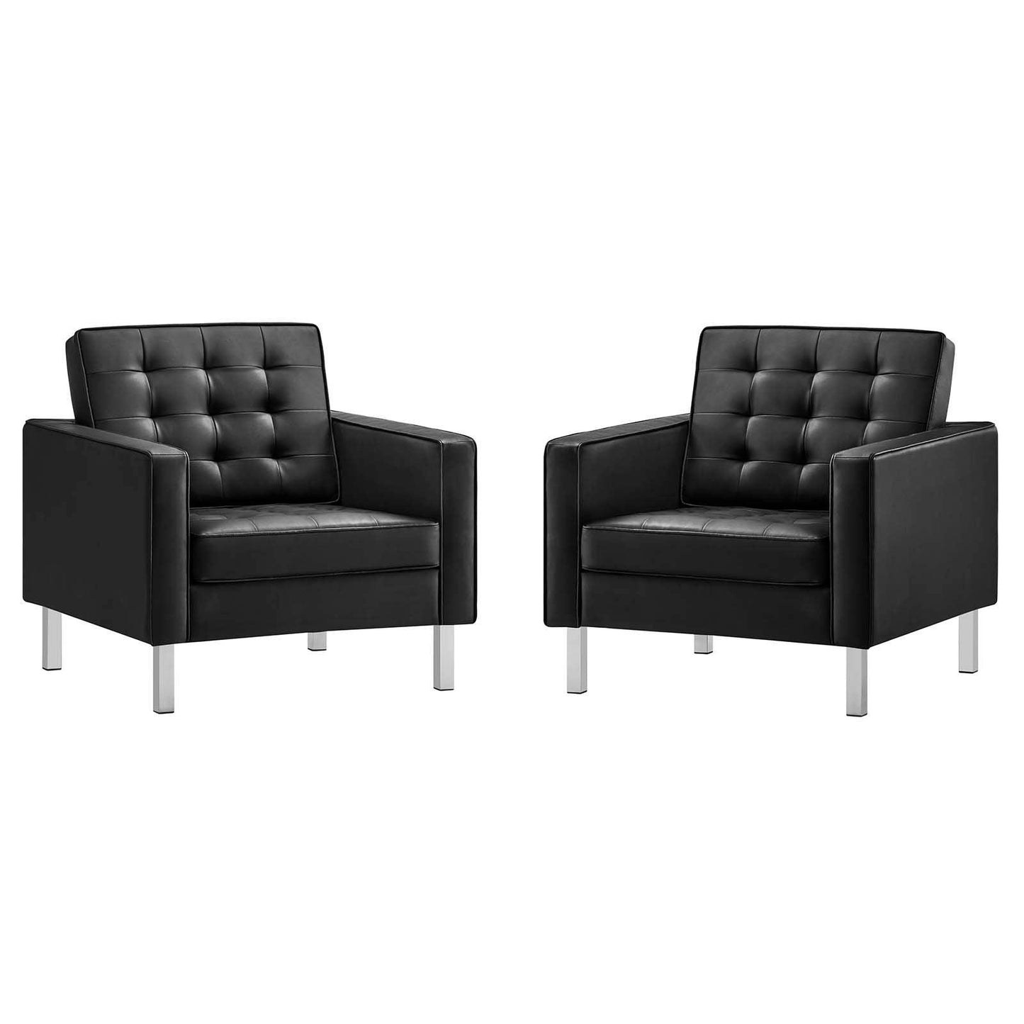 Modway Loft Tufted Vegan Leather Armchairs - Set of 2 FredCo