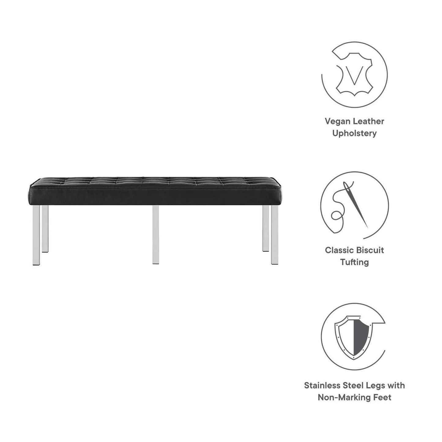 Modway Loft Tufted Vegan Leather Bench FredCo