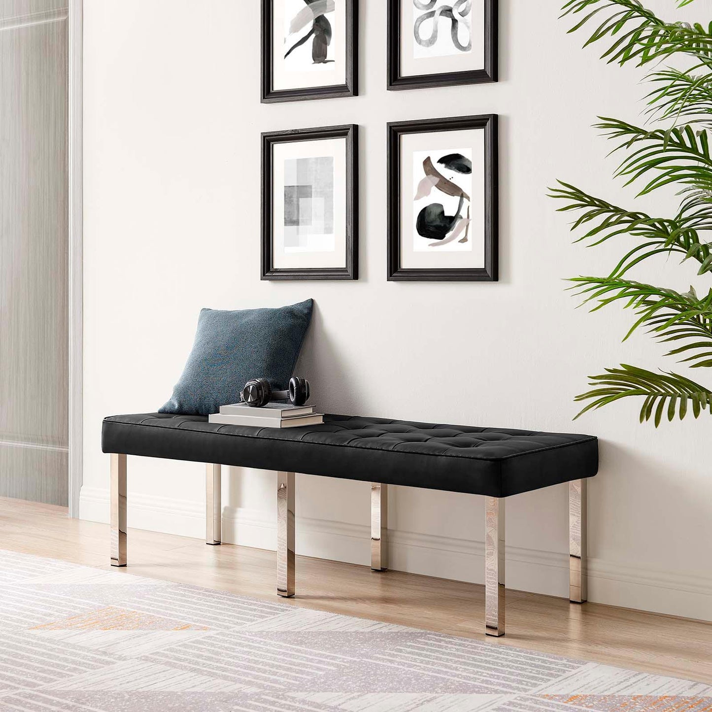 Modway Loft Tufted Vegan Leather Bench FredCo